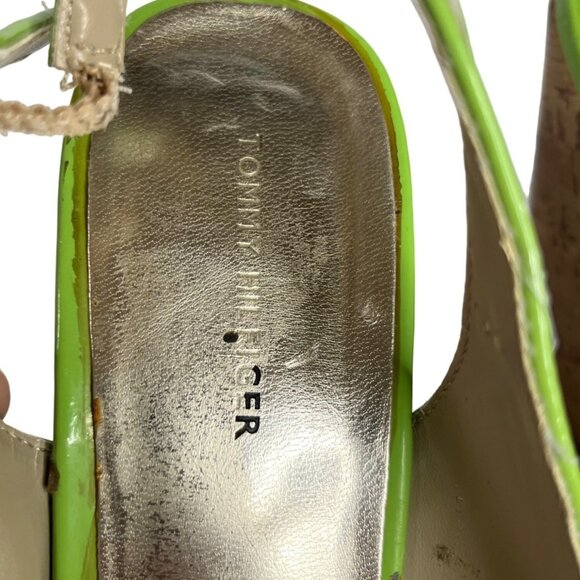 Tommy Hilfiger Wedge Sandals Shoes Womens Size 8 M Tan Green Cork - Picture 15 of 15